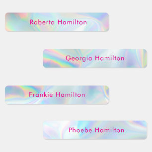 Waterproof Holographic School Kids Names Pink