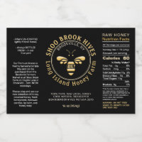 Waterproof Honey Bee Hex Jar Label Nutrition Facts