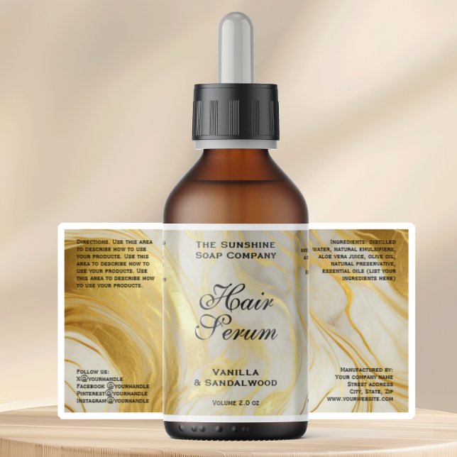 Waterproof Ivory Gold Foil Dropper Bottle Label (Creator Uploaded)