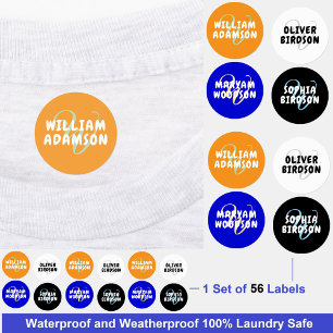 Waterproof Kids Monogram Name Labels for Clothing