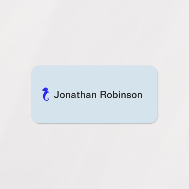 WaterProof Label - Seahorse and Name X 4 (Design 1)