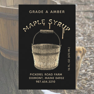 Waterproof Maple Syrup Food Label Black & Gold