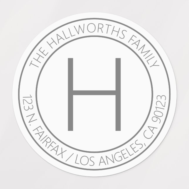 Waterproof Modern Grey & White Return Address (Design 1)