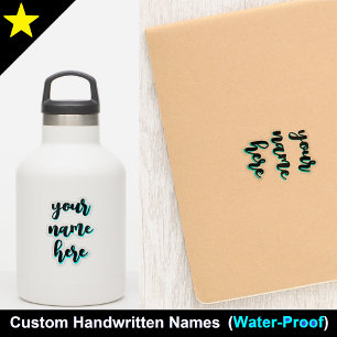 Waterproof Name Tag for Water Bottle, Custom Text