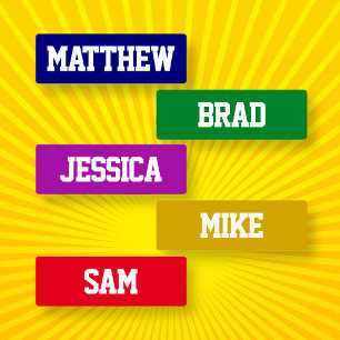 Waterproof Names White on Multiple Colours