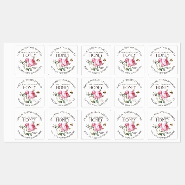 Waterproof Raw Unfiltered Honey Pink Rose Label (Sheet)