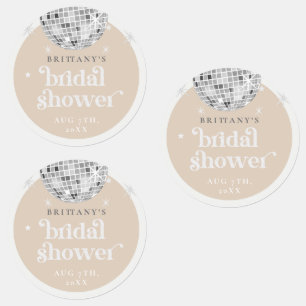 Waterproof Silver Retro Disco Groovy Bridal Shower