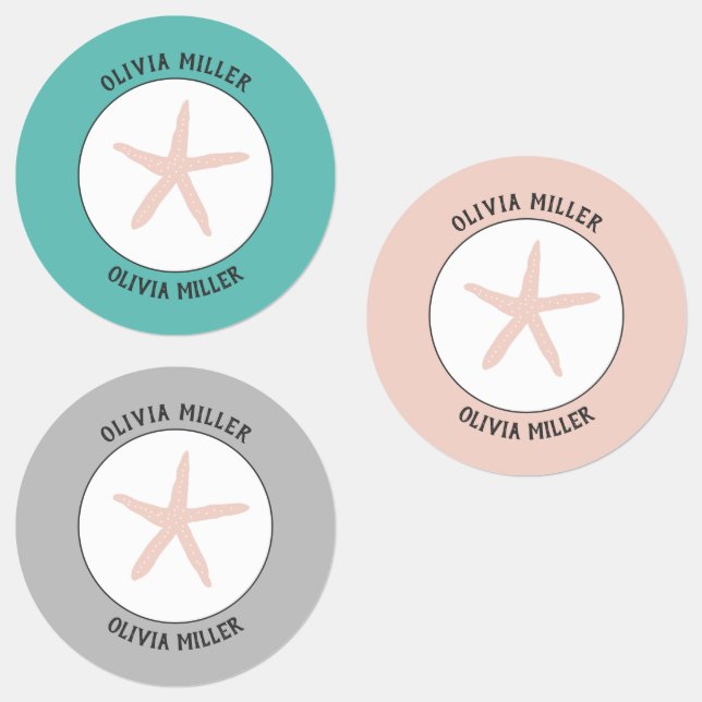 Waterproof starfish name labels for school camp (Group)