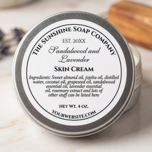 Waterproof White w Black Text Cosmetics Label 2.5"