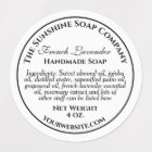 waterproof white w black text soap cosmetic