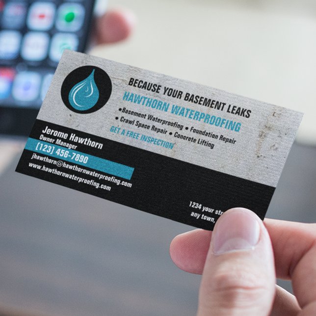 Waterproofing Company Blue Business Card (Creator Uploaded)