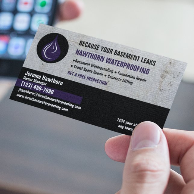 Waterproofing Company Purple Business Card (Creator Uploaded)