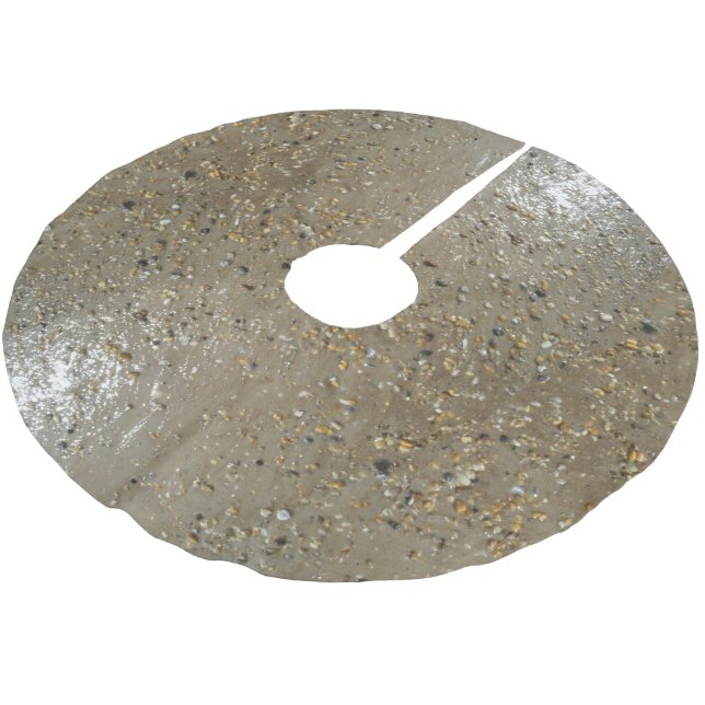 Water's Edge Stones Shells Beach Ocean Sand Summer Brushed Polyester Tree Skirt (Angled)