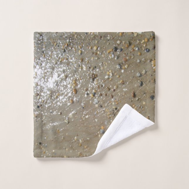 Water's Edge Stones Shells Beach Ocean Sand Summer Wash Cloth (Wash Cloth)