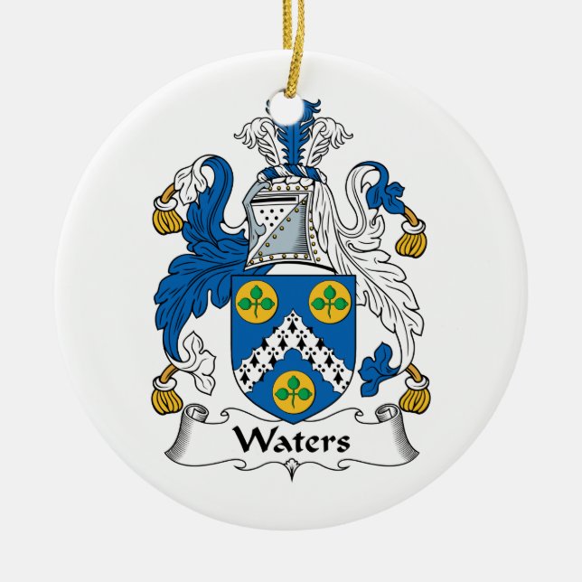 Waters Family Crest Ceramic Tree Decoration (Front)