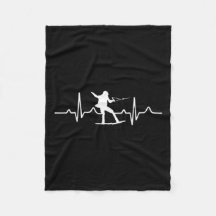 Waterski Heartbeat - Water Skiing Gift For Water S Fleece Blanket