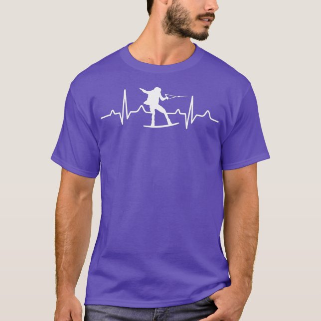 Waterski Heartbeat Water Skiing Gift For Water T-Shirt (Front)