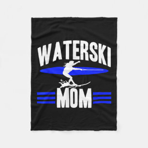 Waterski Mum Women Athletes Water Skiing Wave Love Fleece Blanket