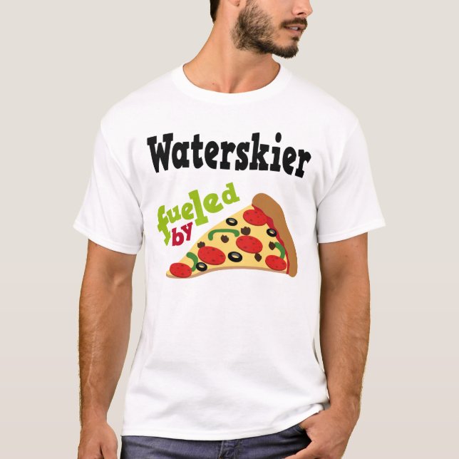 Waterskier (Funny) Pizza T Shirt (Front)