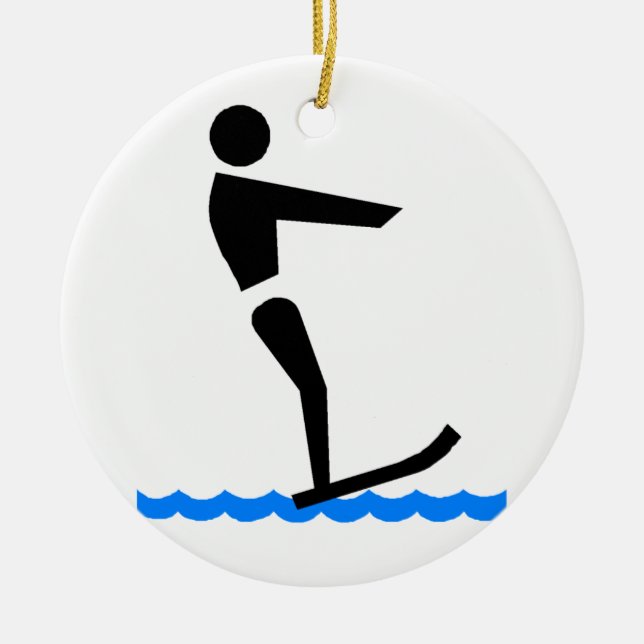 Waterskiing Ceramic Ornament (Front)