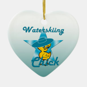 Waterskiing Chick #7 Ceramic Tree Decoration
