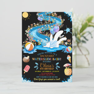 Waterslide Bash Summer Wildflower Birthday Party Invitation