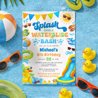 Waterslide Birthday Invitation for Boys