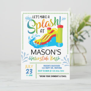  Waterslide Birthday, Let's make a Splash Invitation