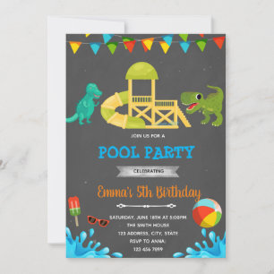 Waterslide dinosaur party invitation
