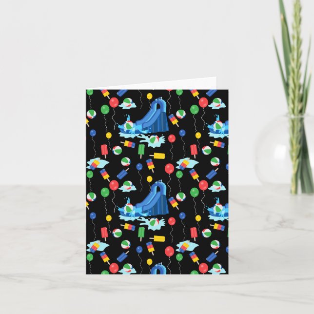 Waterslide Kids Summer Boy Girl Fun Card (Front)