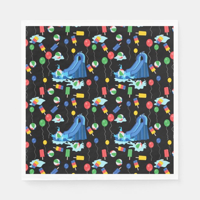 Waterslide Kids Summer Boy Girl Fun Napkin (Front)