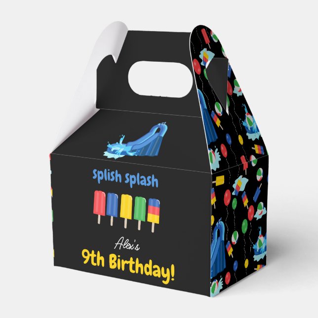 Waterslide Kids Summer Splish Splash Birthday Favour Box (Front Side)