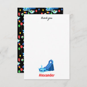 Waterslide Kids Summer Splish Splash Birthday Thank You Card