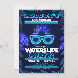 Waterslide Party Invitation Neon Boy Summer