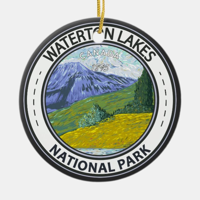 Waterton Lakes National Park Canada Badge Ceramic Ornament (Front)