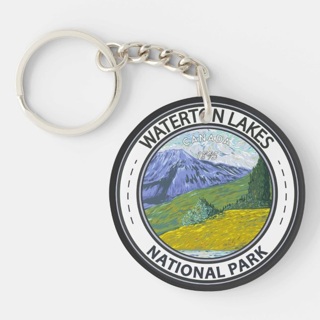 Waterton Lakes National Park Canada Badge Key Ring (Front)