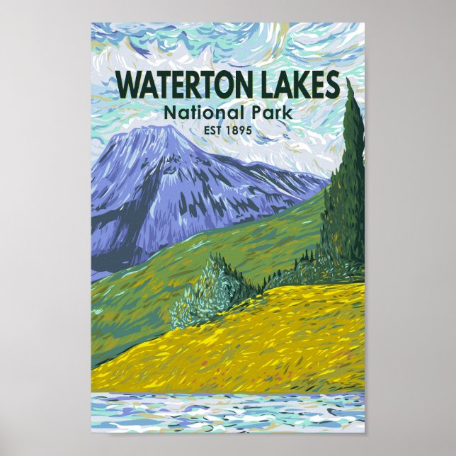 Waterton Lakes National Park Canada Travel Vintage Poster (Front)