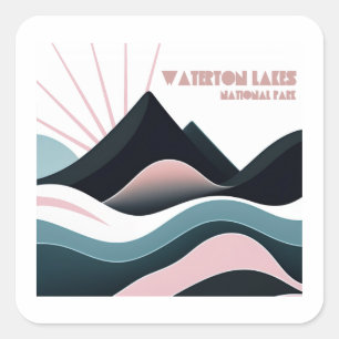 Waterton Lakes National Park Coloured Hills Square Sticker