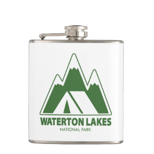 Waterton Lakes National Park Mountains Camping Hip Flask