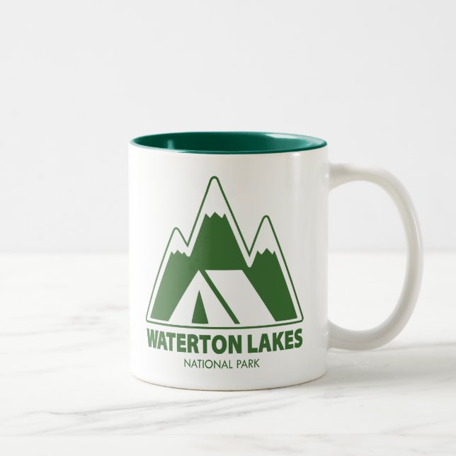 Waterton Lakes National Park Mountains Camping Two-Tone Coffee Mug (Right)