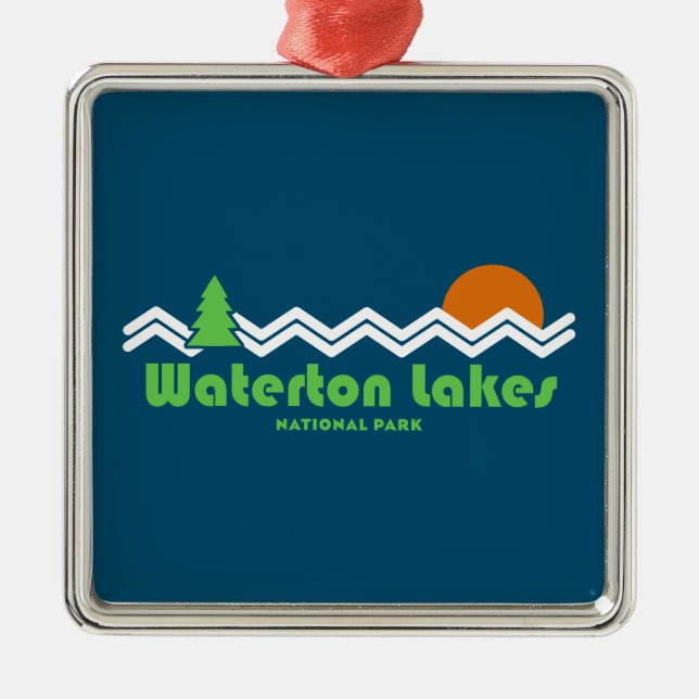Waterton Lakes National Park Retro Metal Ornament (Front)