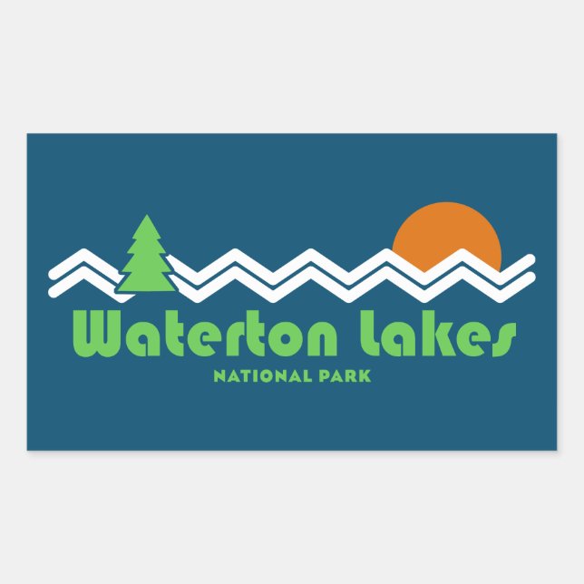 Waterton Lakes National Park Retro Rectangular Sticker (Front)