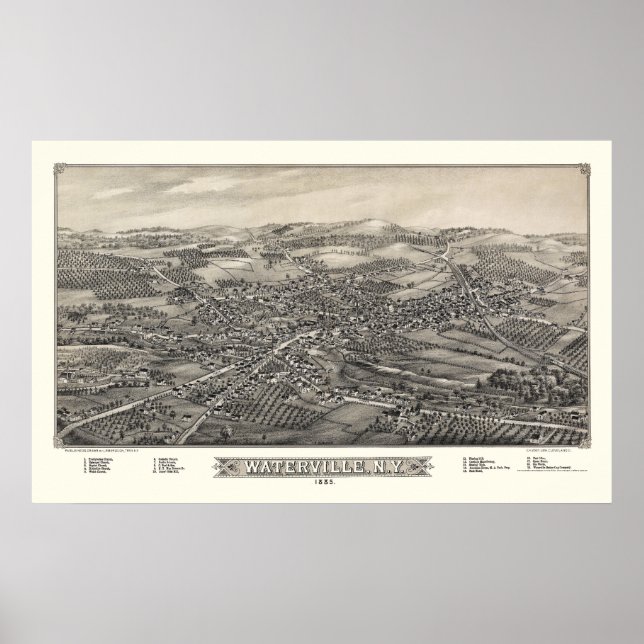 Waterville, NY Panoramic Map - 1885 Poster (Front)
