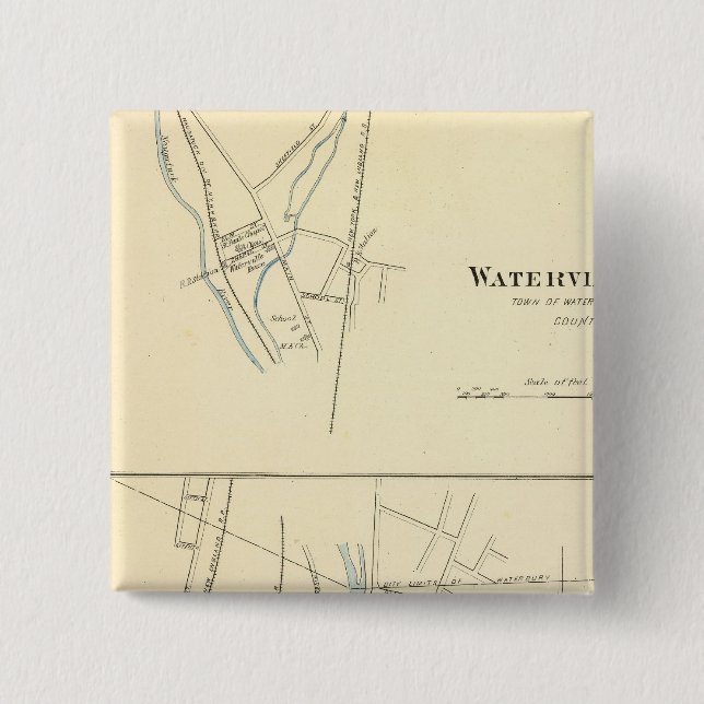 Waterville, S of Waterbury 15 Cm Square Badge (Front)