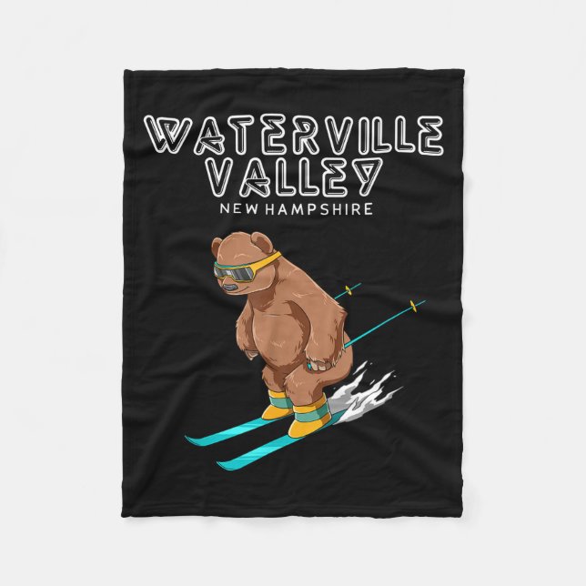 Waterville Valley New Hampshire - Funny Ski Grizzl Fleece Blanket (Front)