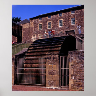 Waterwheel New Lanark Scotland Postcard Poster