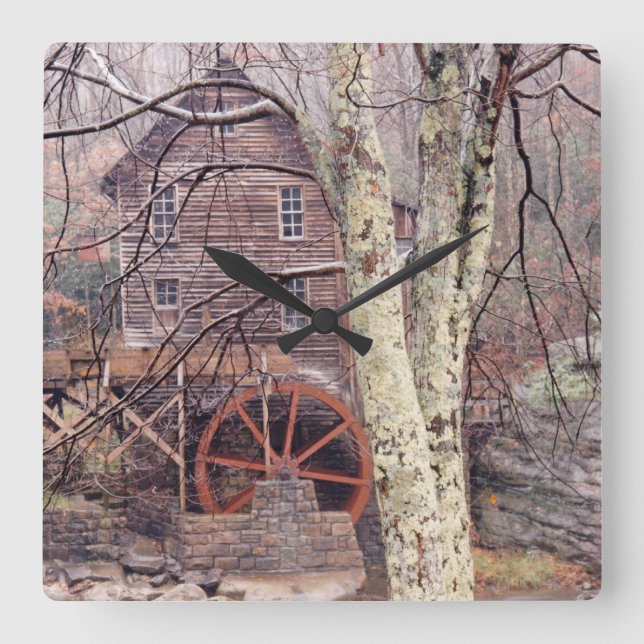 Waterwheel Square Wall Clock (Front)