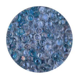 Watery Blue and Clear Reflective Glass Marbles Cutting Board
