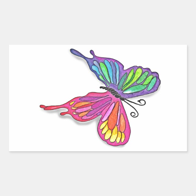 Watery  Butterfly Rectangular Sticker (Front)