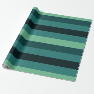 Watery Greens Striped Wrapping Paper